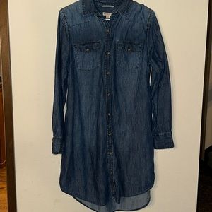 MERONA Cotton Blue Denim Button Down Shirt Dress with Pockets Size M